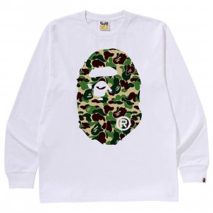 A Bathing Ape Men ABC Camo Big Ape Head Long Sleeve Tee (white / green)