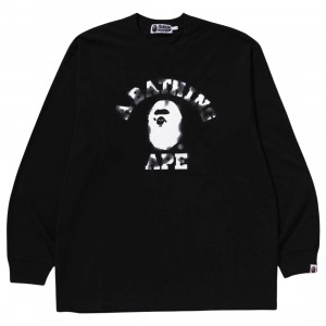 A Bathing Ape Men College Relaxed Fit Long Sleeve Tee (black)