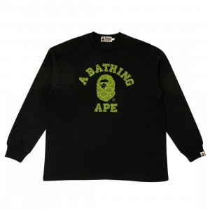 A Bathing Ape Men College Monogram College Relaxed Fit Long Sleeve Tee (black)