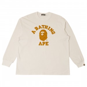 A Bathing Ape Men College Monogram College Relaxed Fit Long Sleeve Tee (white)