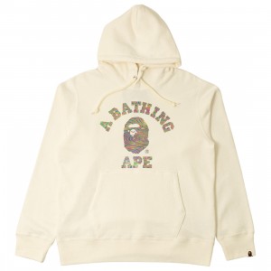 A Bathing Ape Men Aurora College Pullover Hoodie (ivory)