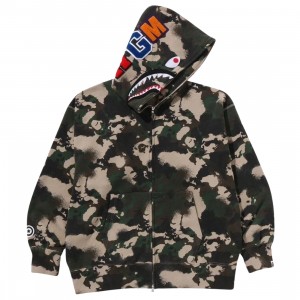 A Bathing Ape Men Map Camo Shark Full Zip Hoodie (green)