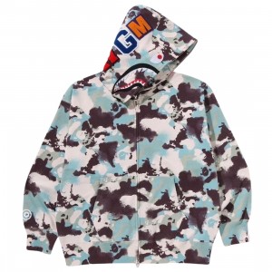 A Bathing Ape Men Map Camo Shark Full Zip Hoodie (multi)