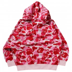A Bathing Ape Men ABC Camo Rayon Relaxed Fit Shark Full Zip Hoodie (pink)