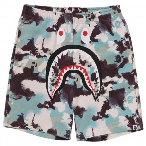 A Bathing Ape Men Map Camo Regular Fit Shark Sweat Shorts (multi)