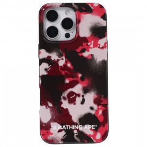 A Bathing Ape Map Camo iPhone 16 Pro Max Case (red)