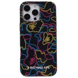 A Bathing Ape Neon Camo iPhone 16 Pro Max Case (black)