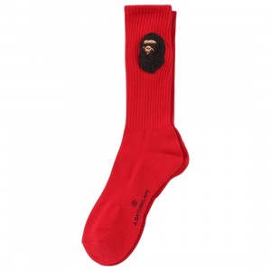 A Bathing Ape Men Balloon Yarn Ape Head Socks (red)