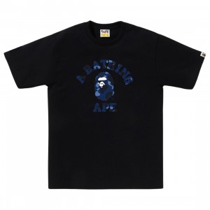 A Bathing Ape Men Color Camo College Tee (blue / navy)