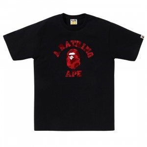 A Bathing Ape Men Color Camo College Tee (black / red)