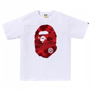 A Bathing Ape Men Color Camo Big Ape Head Tee (white / red)