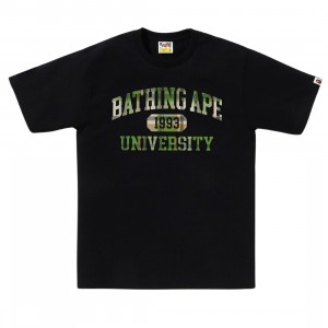 A Bathing Ape Men Bape Check University College Logo Tee (black)