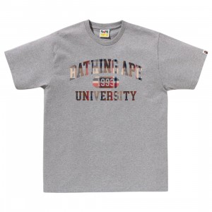 A Bathing Ape Men Bape Check University College Logo Tee (gray)