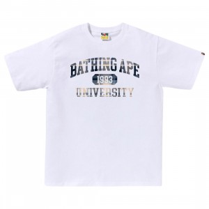 A Bathing Ape Men Bape Check University College Logo Tee (white)