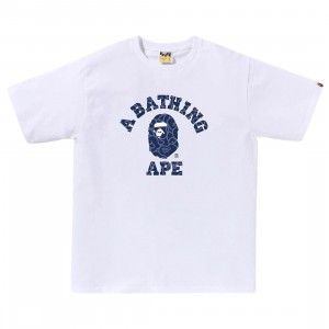 A Bathing Ape Men Japanese Cloud Camo College Tee (white)