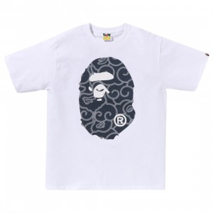 A Bathing Ape Men Japanese Cloud Camo Big Ape Head Tee (white)