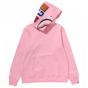 A Bathing Ape Men Shark Pullover Hoodie (pink)