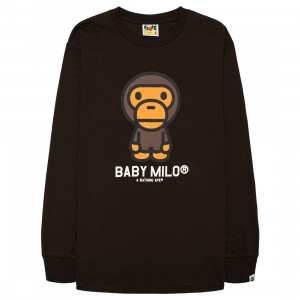 A Bathing Ape Men Baby Milo Long Sleeve Tee (brown)