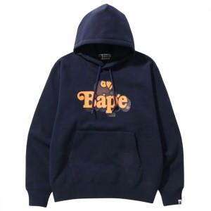 A Bathing Ape Men Milo On Bape Relaxed Fit Pullover Hoodie (navy)