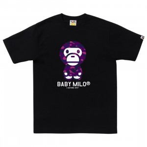 A Bathing Ape Men Color Camo Baby Milo Tee (black / purple)