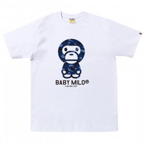 A Bathing Ape Men Color Camo Baby Milo Tee (white / navy)