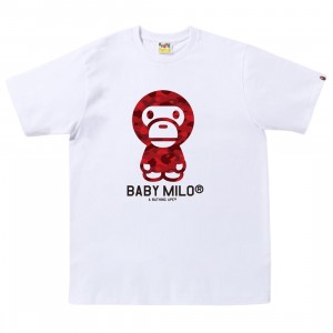 A Bathing Ape Men Color Camo Baby Milo Tee (white / red)