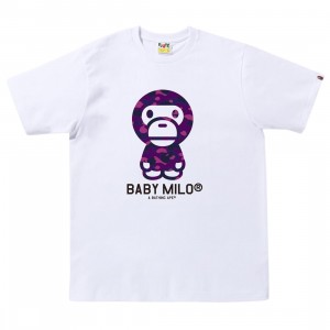 A Bathing Ape Men Color Camo Baby Milo Tee (white / purple)