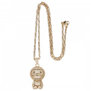 A Bathing Ape Milo Crystal Stone Necklace (gold)