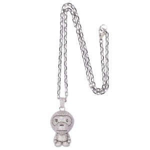 A Bathing Ape Milo Crystal Stone Necklace (silver)