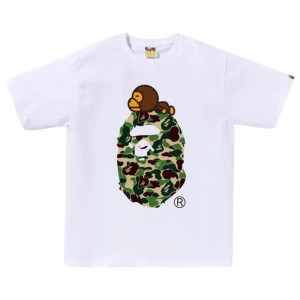 A Bathing Ape Men ABC Camo Milo On Big Ape Tee (white / green)