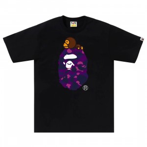 A Bathing Ape Men Color Camo Milo On Big Ape Tee (black / purple)