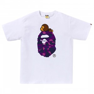 A Bathing Ape Men Color Camo Milo On Big Ape Tee (white / purple)