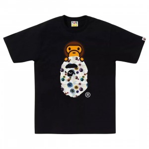 A Bathing Ape Men Floral Camo Milo On Ape Head Tee (black)