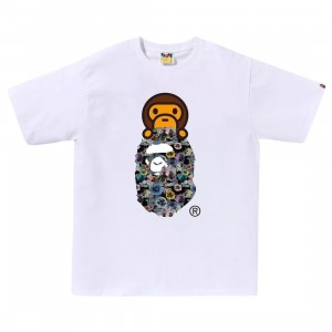 A Bathing Ape Men Floral Camo Milo On Ape Head Tee (white)