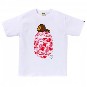 A Bathing Ape Men ABC Camo Milo On Big Ape Tee (white / pink)