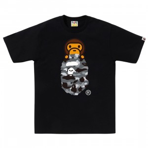 A Bathing Ape Men 1st Camo Milo On Ape Head Tee (black / gray)