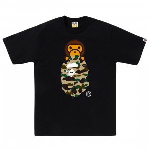 A Bathing Ape Men 1st Camo Milo On Ape Head Tee (black / yellow)