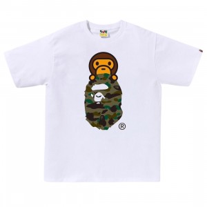 A Bathing Ape Men 1st Camo Milo On Ape Head Tee (white / green)
