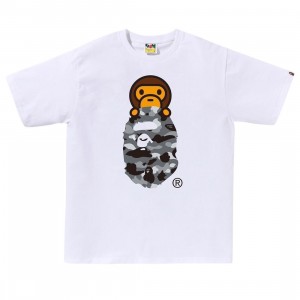 A Bathing Ape Men 1st Camo Milo On Ape Head Tee (white / gray)
