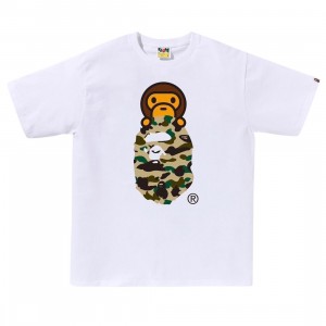 A Bathing Ape Men 1st Camo Milo On Ape Head Tee (white / yellow)