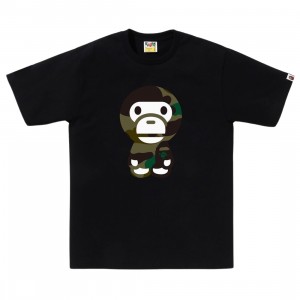 A Bathing Ape Men Giant 1st Camo Big Baby Milo Tee (black / green)