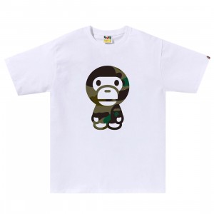 A Bathing Ape Men Giant 1st Camo Big Baby Milo Tee (white / green)
