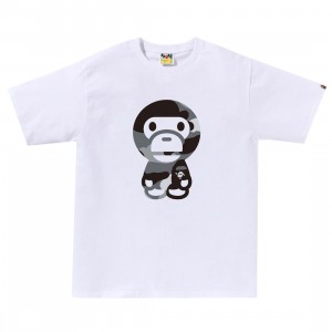 A Bathing Ape Men Giant 1st Camo Big Baby Milo Tee (white / gray)