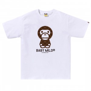 A Bathing Ape Men College Monogram Baby Milo Tee (white / brown)