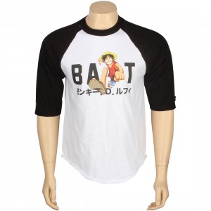 BAIT x One Piece Luffy BAIT Logo Raglan Tee (white / black)