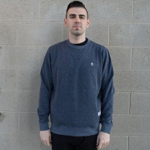 BAIT B Letter Invisible Pockets Fitted Crewneck (navy)