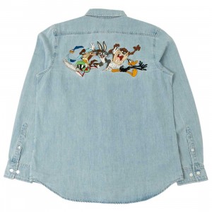 BAIT x Looney Tunes Men Denim Embroidery Shirt (blue / denim)