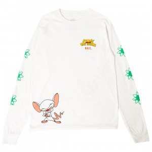 Cheap Atelier-lumieres Jordan Outlet x Pinky and The Brain Men Logo Long Sleeve Tee (white)