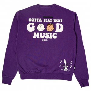BAIT x Peanuts Men Good Music Crewneck Sweater (purple)