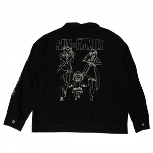 features a circular branding print with graphic big cat detail to both the front and back Canvas Jacket (black)